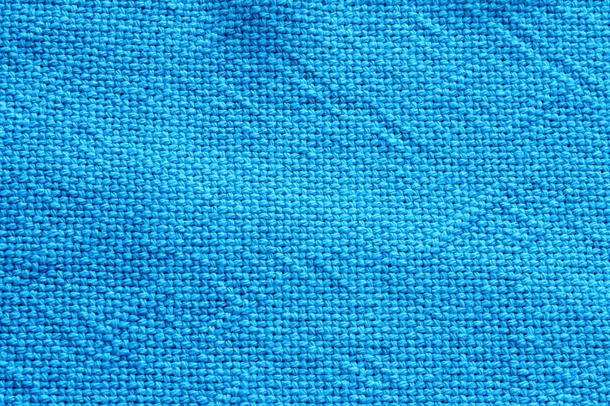Cotton table runner, blue, handmade, natural fibres, washer and dryer safe, made in Canada