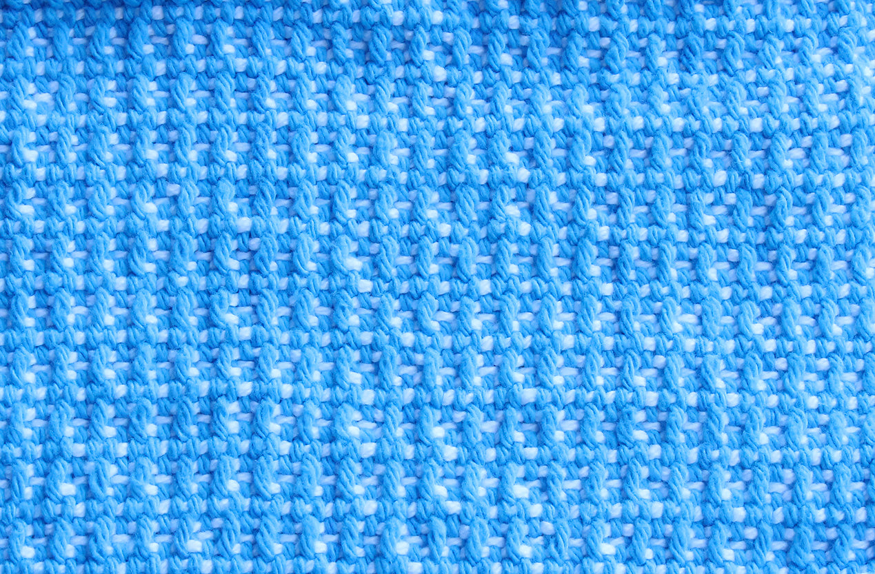 Cotton table runner, textured pattern, blue, white, handmade natural fibres, washer and dryer safe, made in Canada