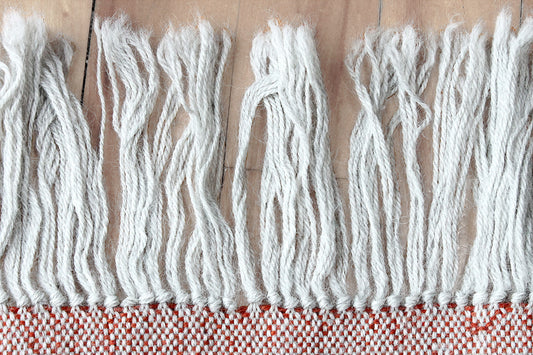 Alpaca scarf, textured pattern, grey, orange, handmade, natural fibres, hypoallergenic, lightweight, warm, soft, made in Canada