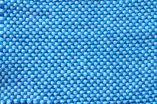 Cotton coasters, set of four, pale blue, deep blue, handmade, natural fibres, washer safe, made in Canada