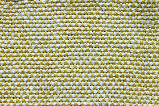 Cotton coasters, set of four, yellow, white, handmade, natural fibres, washer safe, made in Canada