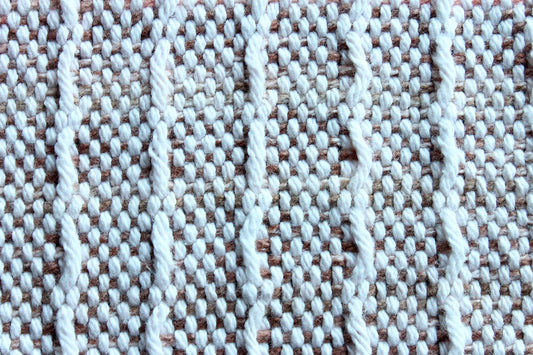 Cotton placemats, set of four, colour blocked pattern, pink, brown, off-white, white, handmade, natural fibres, washer and dryer safe, made in Canada