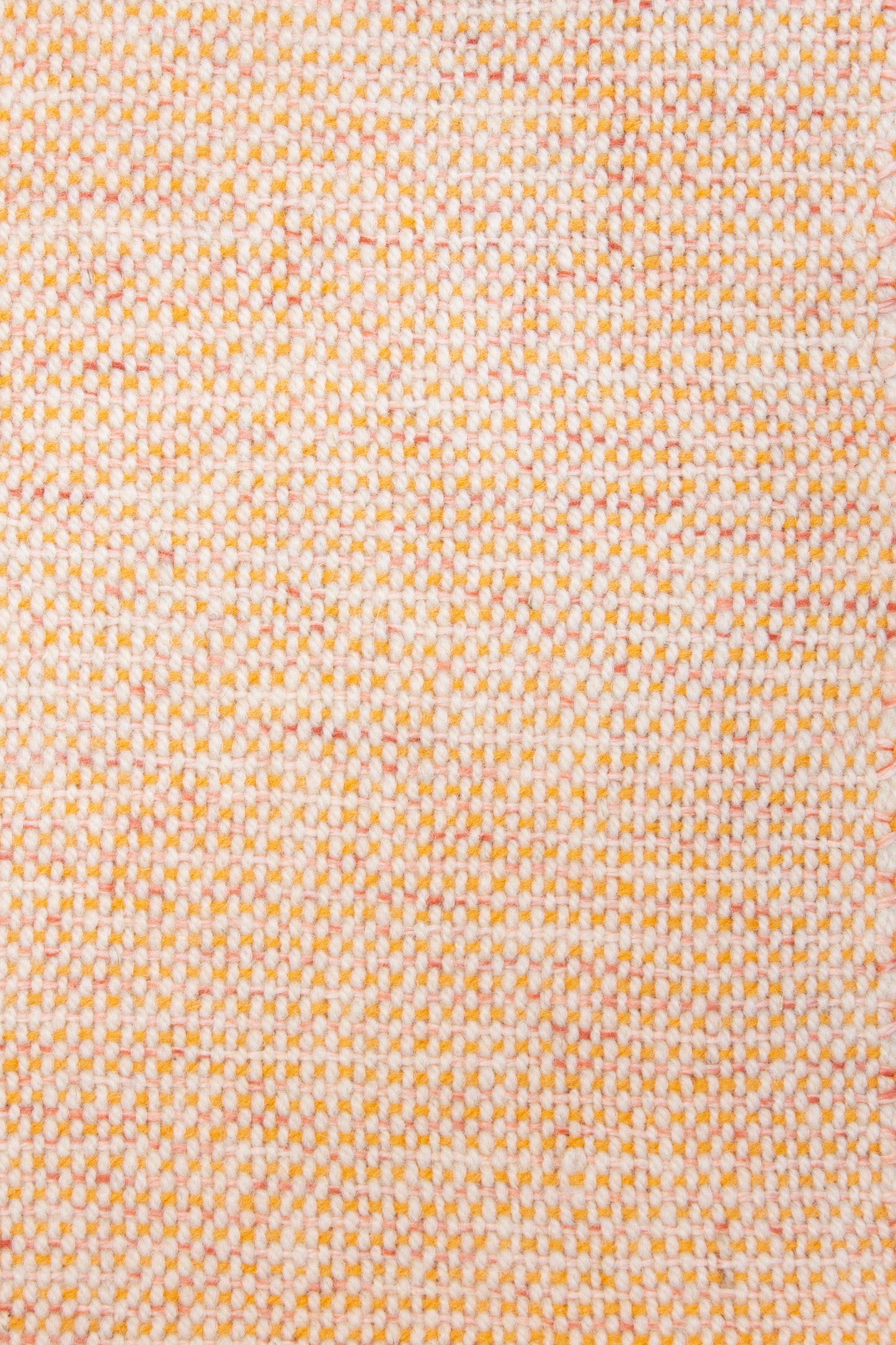 Wool scarf, striped orange, white, marbled orange, handmade, natural fibres, undyed white, locally sourced, reclaimed loom waste, woven in Canada