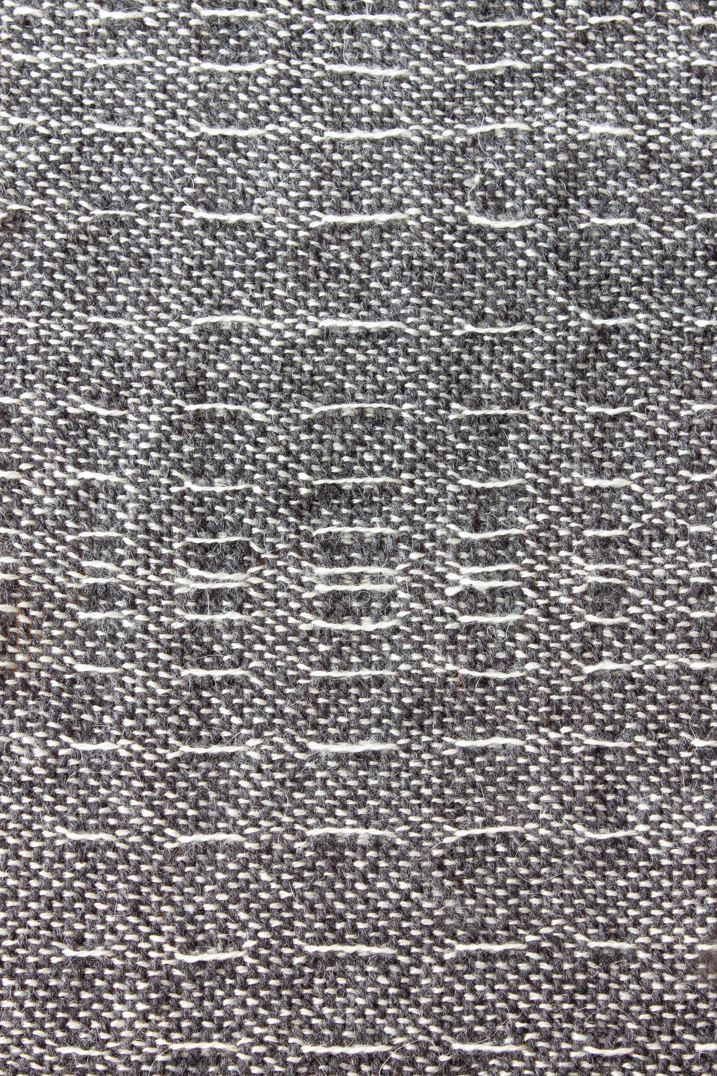 Wool scarf, grey weft float patterned, off-white, undyed, handmade, natural fibres, mohair, locally sourced, woven in Canada