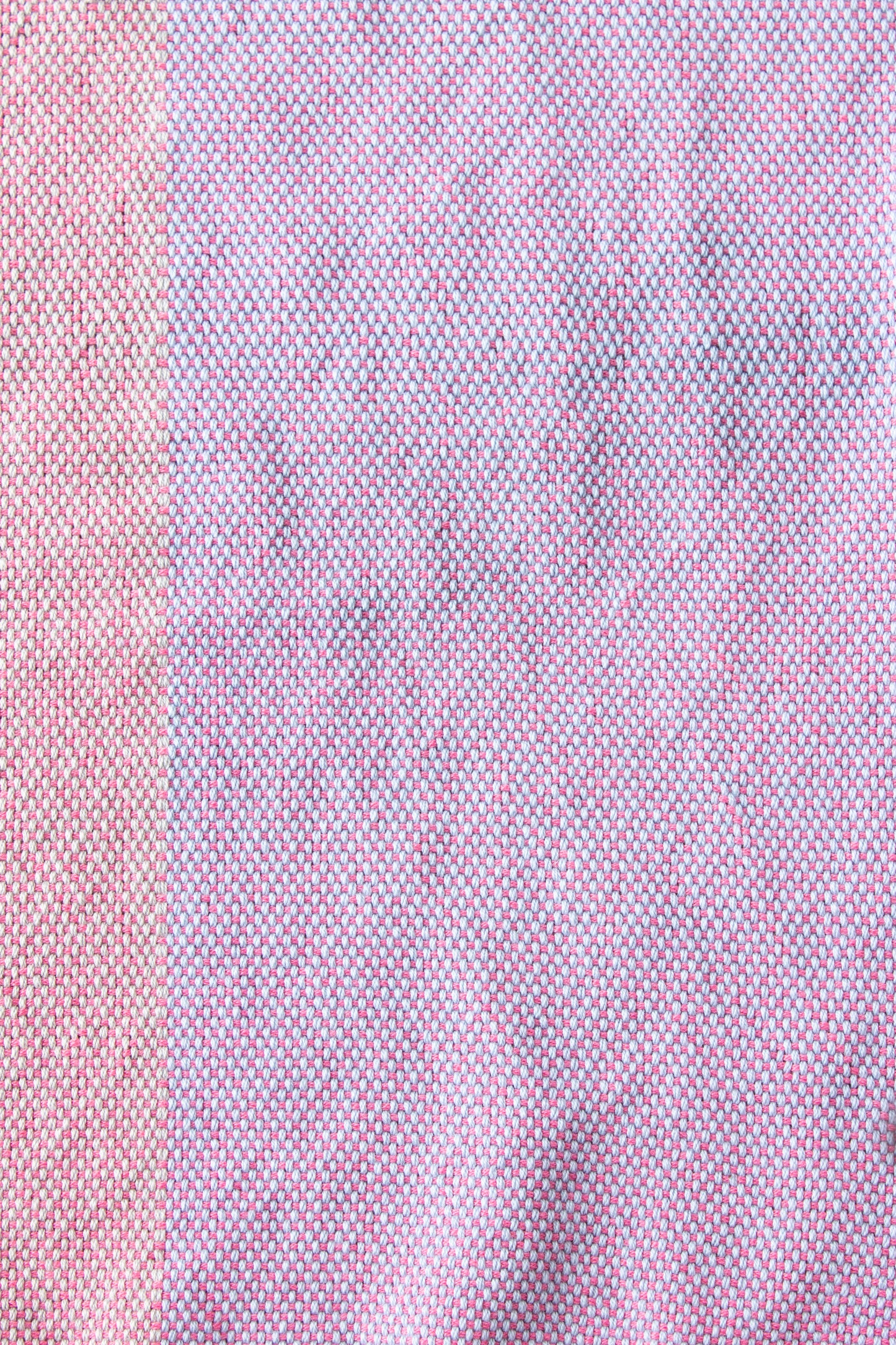 Cotton dish towel, colour blocked, blue, grey, pink, off-white, natural, handmade, natural fibres, hemstitched, hemmed, hand sewn hem, washer and dryer safe, woven in Canada