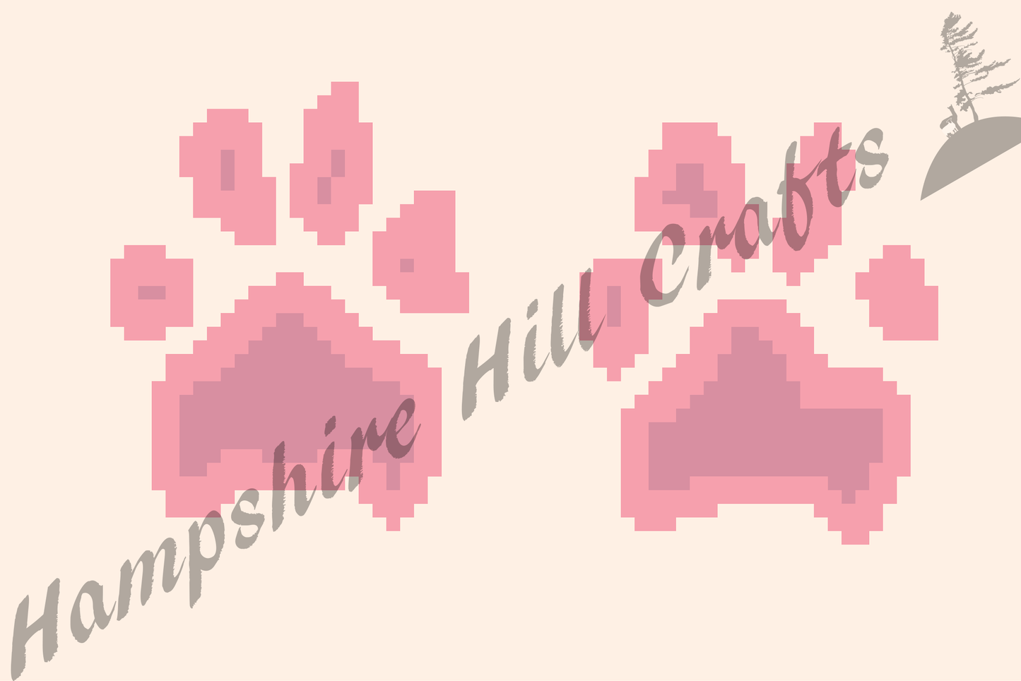 Pawprint latch hook pattern, wall hanging, original design, craft supplies, pawprint impressions