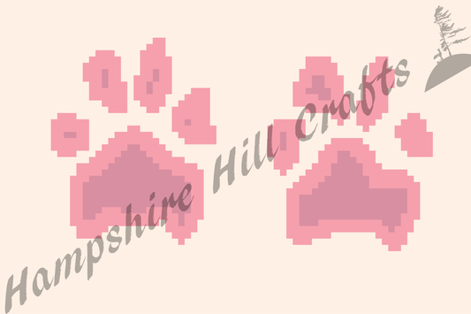 Pawprint latch hook pattern, wall hanging, original design, craft supplies, pawprint impressions