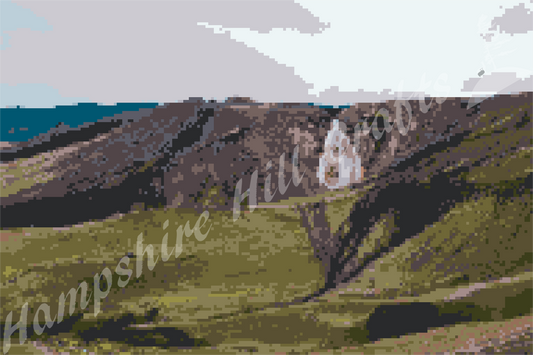 Barren landscape latch hook pattern, original design, wall hanging, area rug, craft supplies, challenging pattern