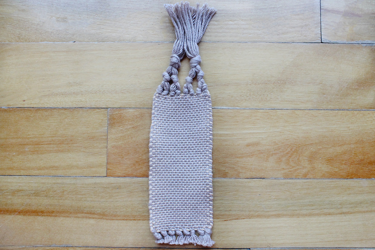 Cotton extra small bookmark, Green & white, Orange, Brown, Brown & Orange, handmade, natural fibres, linen, washer safe, decorative fringe, made in Canada