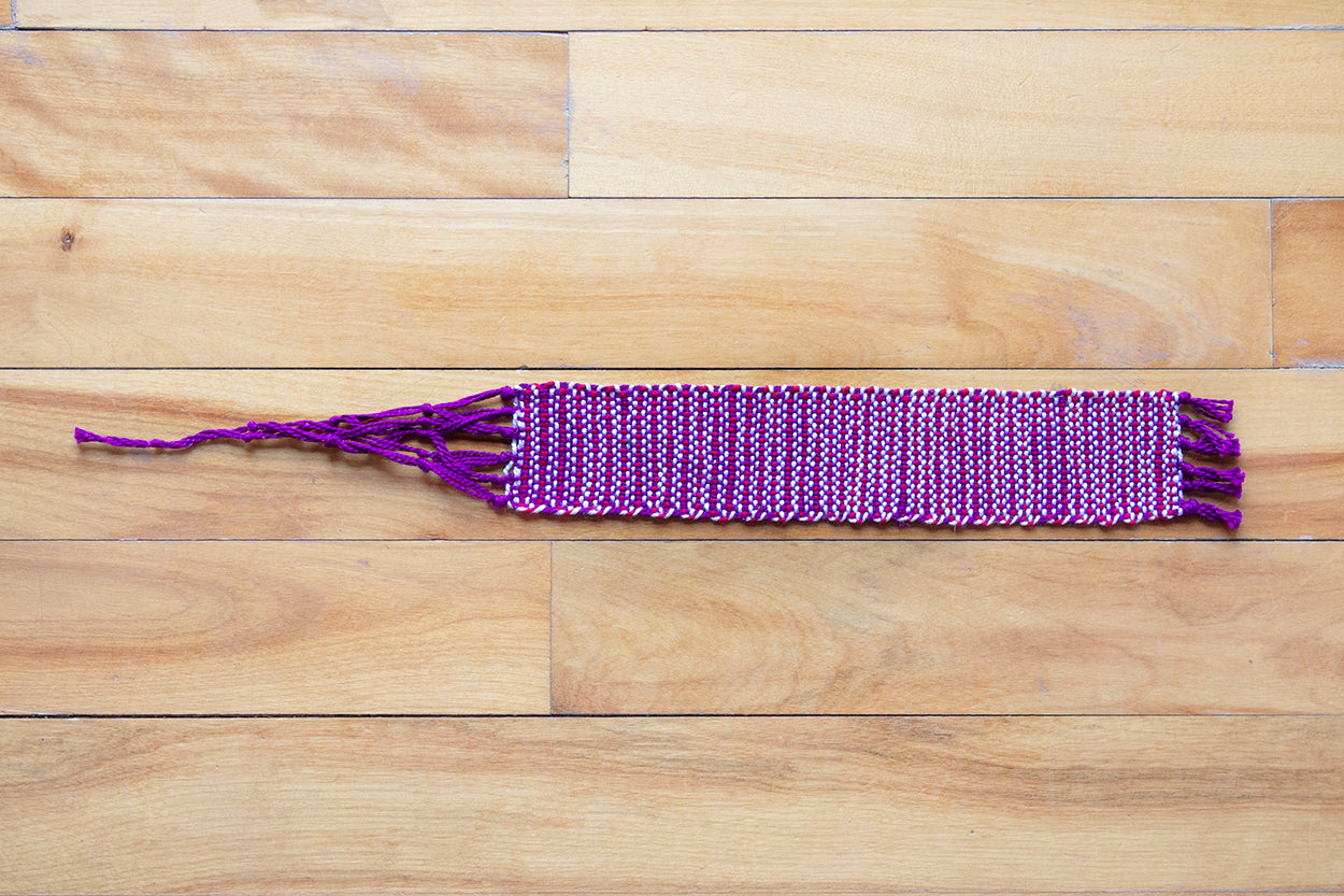 Cotton extra large bookmark, Yellow & Green, Purple & Red/White, Blue & white, handmade, natural fibres, decorative fringe, made in Canada