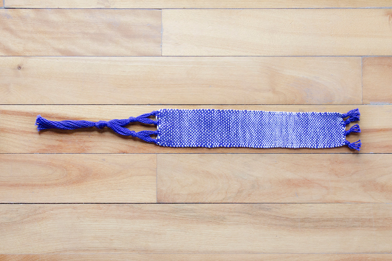 Cotton extra large bookmark, Yellow & Green, Purple & Red/White, Blue & white, handmade, natural fibres, decorative fringe, made in Canada